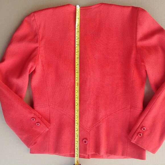 Vintage Valentino Miss V Bright Orangeish Red Wool Blazer Jacket sz 38 I… - Picture 10 of 15